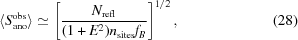 [\langle S_{\rm ano}^{\rm obs}\rangle \simeq \left[{{N_{\rm refl}} \over {(1 + E^2)n_{\rm sites}f_B}}\right]^{1/2}, \eqno(28)]