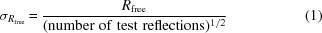 [\sigma_{R_{\rm free}} = {{R_{\rm free}} \over {(\rm number\,\,of\,\,test\,\,reflections)^{1/2}}} \eqno(1)]