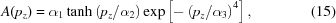 [A(p_z)= \alpha_1\tanh\left(p_z/\alpha_2\right) \exp\left[-\left(p_z/\alpha_3\right)^4\right],\eqno(15)]