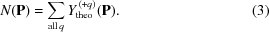 [N({\bf{P}}) = \sum\limits_{{\rm all}\,q} Y^{\,(+q)}_{\rm theo}({\bf{P}}). \eqno(3)]