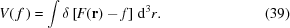 [V(\,f\,) = \int \delta\left[F({\bf{r}})-f\right]\,{\rm{d}}^3r. \eqno(39)]