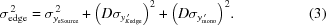 [\sigma_{\rm{edge}}^{\,2} = \sigma_{y_{\rm{eSource}}}^{\,2} + \big(D\sigma_{y_{K{\rm{edge}}}^{\,\prime}}\big)^2 + \big(D\sigma_{y_{\rm{mono}}^{\,\prime}}\big)^2. \eqno(3)]